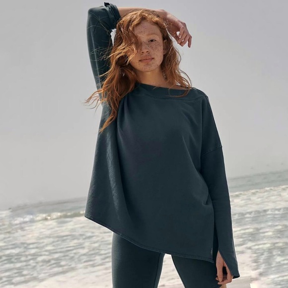 Free People Tops - FREE PEOPLE x THE CLASS Rhythmic Oversized Top Blue Small Comfy Lounge Casual